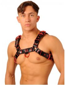 Leather Chest Harness • Black-Red