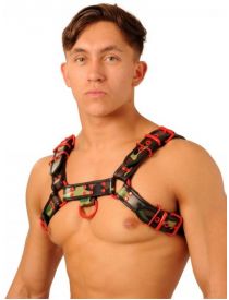Leather Chest Harness • Camo-Red