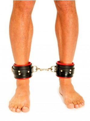 Fist Leather Ankle Cuffs • Red/Black