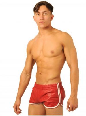 Leather Shorts • Red - White